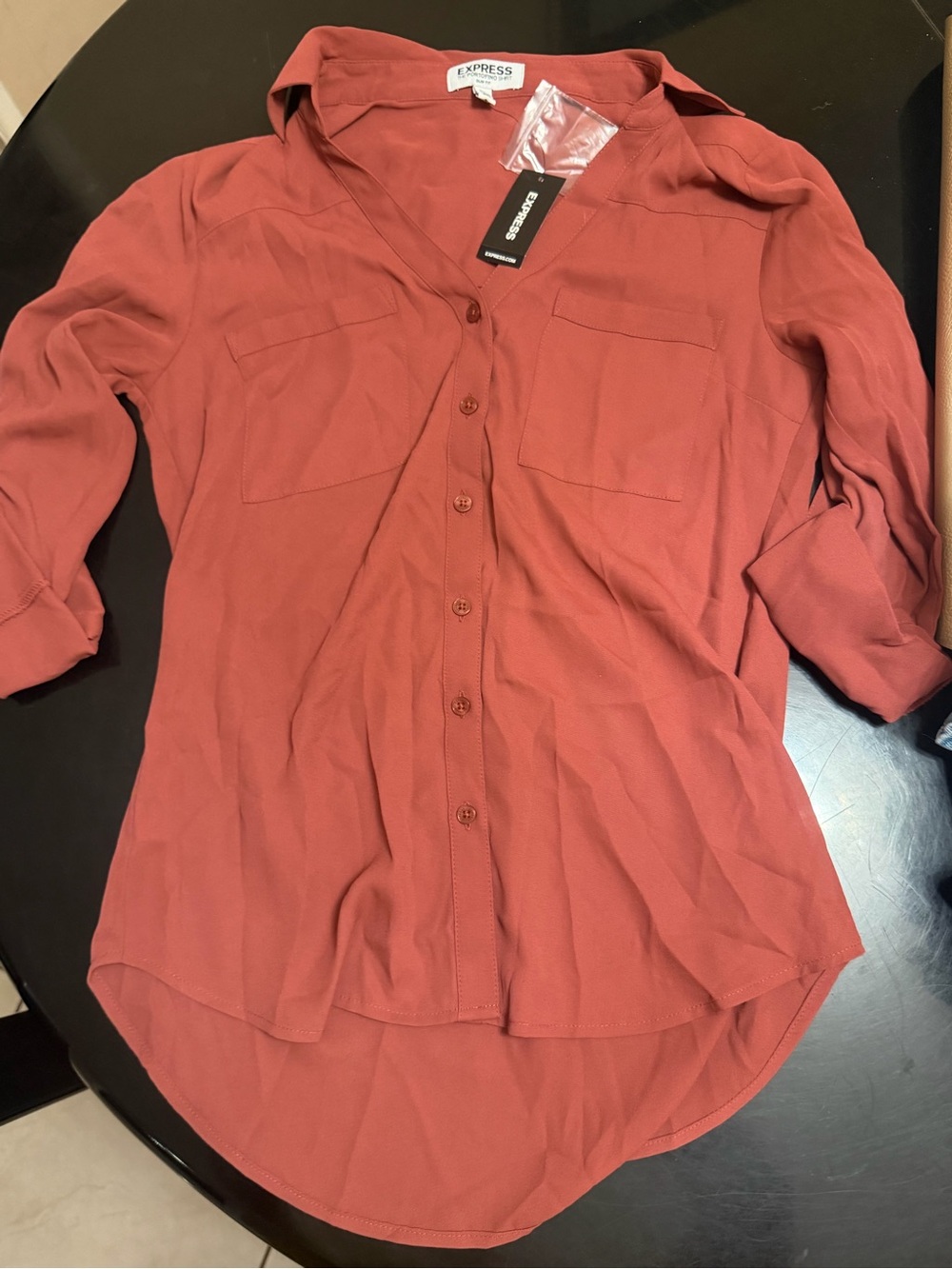 Express Women's Button-Front Blouse in Rusty Rose